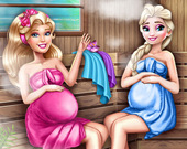 Милые беременные мамочки в сауне